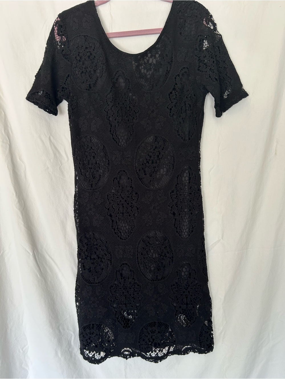 YouAreNotAlone Black Crochet Lace Dress Size Medium Lined